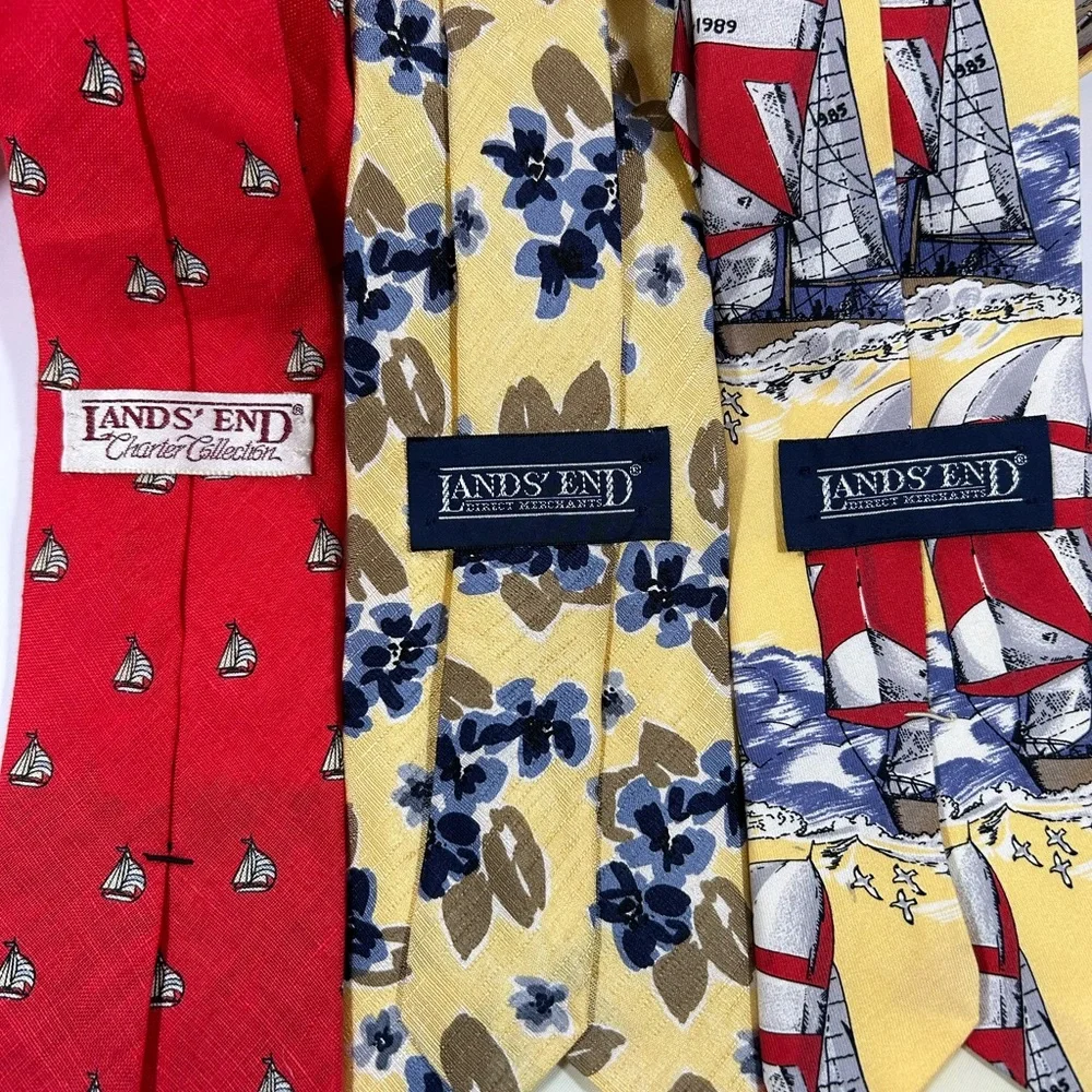Vintage Lands’ End Charter Collection Tie/Neck Ties Set of 3